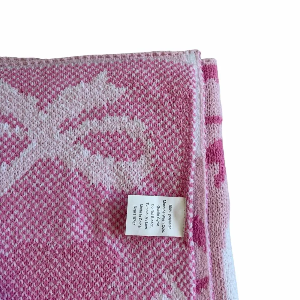 New ENVOGUE Ghost Bow Throw 50x70 Chic Plush Pink Halloween Cozy Girly Blanket